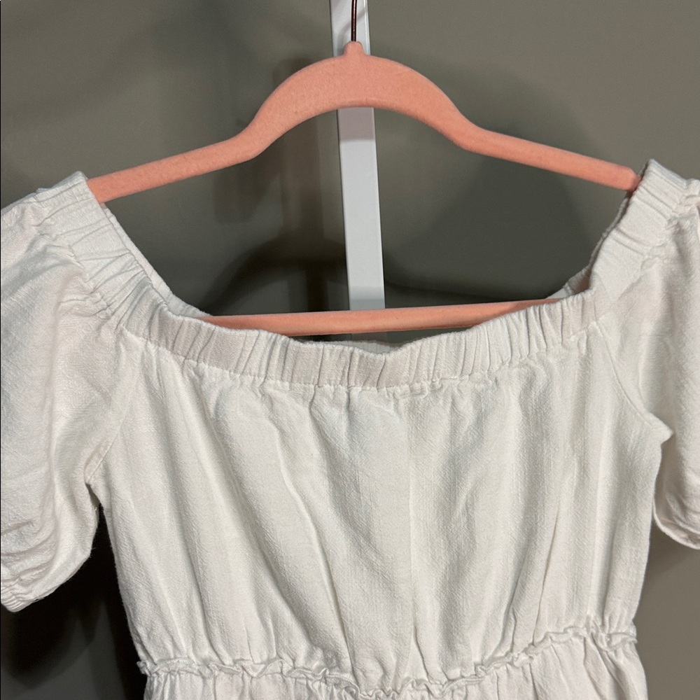 Blue Blush White Off-Shoulder Dress Ruffles Small - Picture 3 of 7